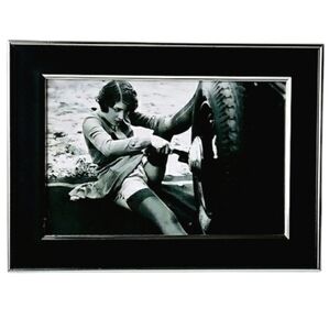 Vintage beautiful Women sexy working on car fem antique old framed print Pin Up